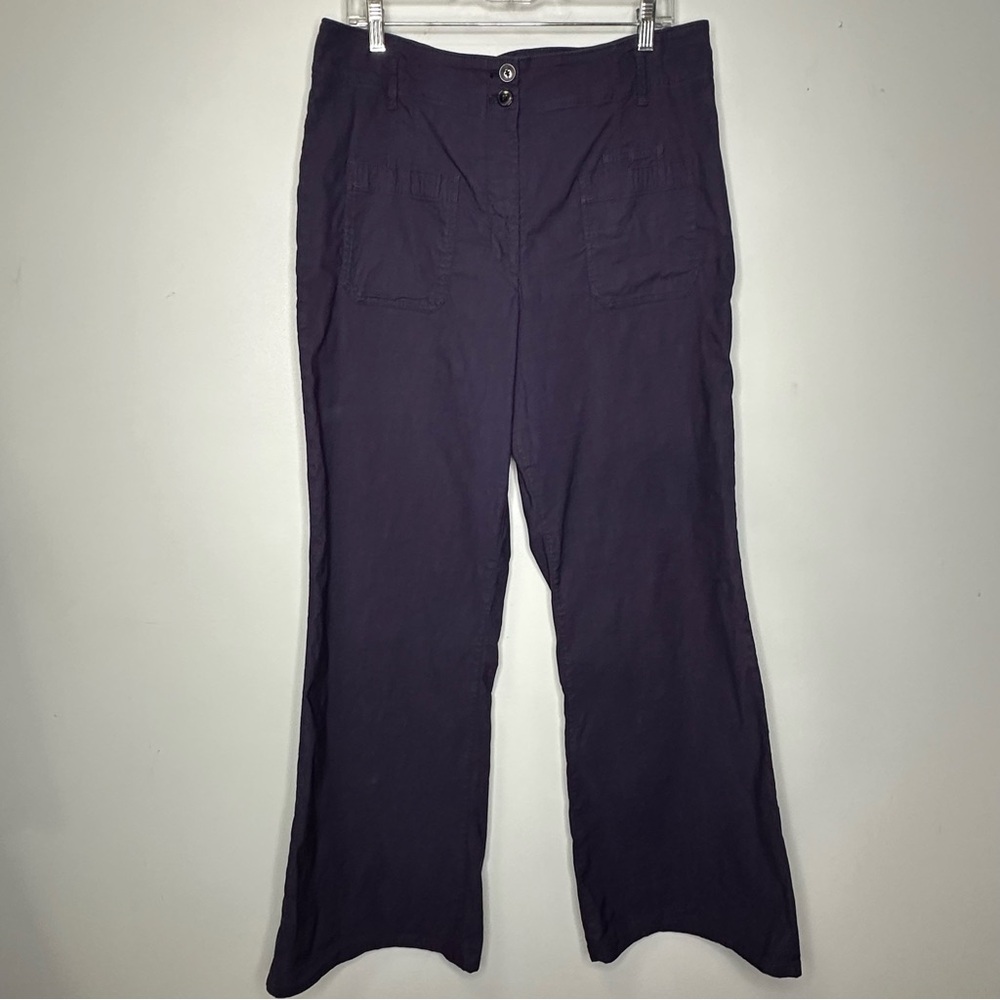 Maeve Anthropologie The Junie  Jean Wide Leg Stretch Pants In Navy Blue Size 34 - Picture 5 of 16
